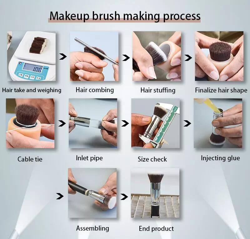 Dongshen single big powder brush makeup high quality goat hair soft black wood handle large loose powder brush