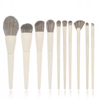 Dongshen vegan makeup brush set custom logo fiber synthetic hair cruelty-free 10pcs makeup cosmetic brushes