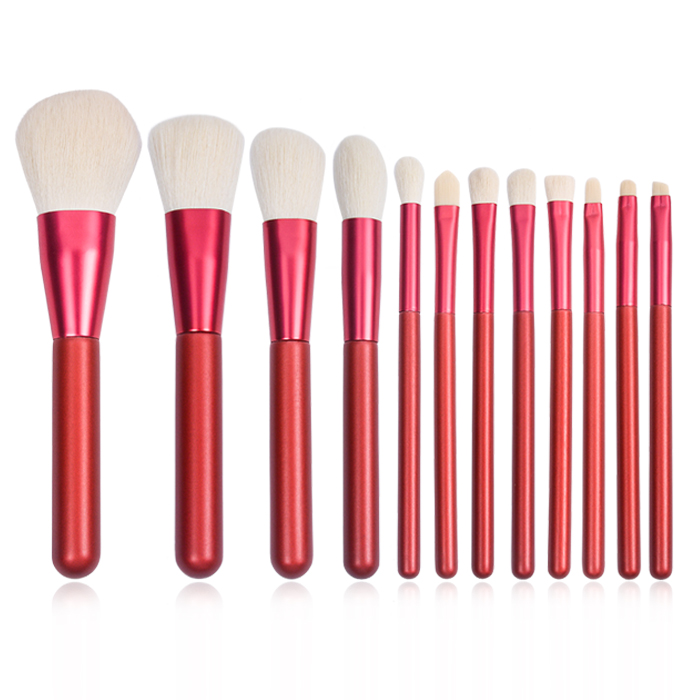Dongshen private label wholesale 12pcs rose makeup brush set powder blush eyeshadow cosmetic brush tool