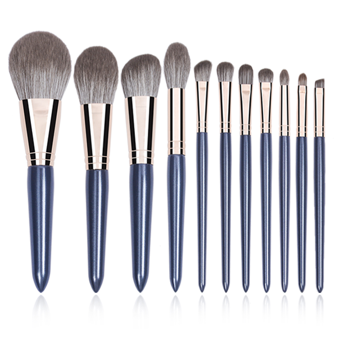 Dongshen brush makeup set factory custom vegan eco-friendly soft fiber synthetic hair blue makeup brush tool
