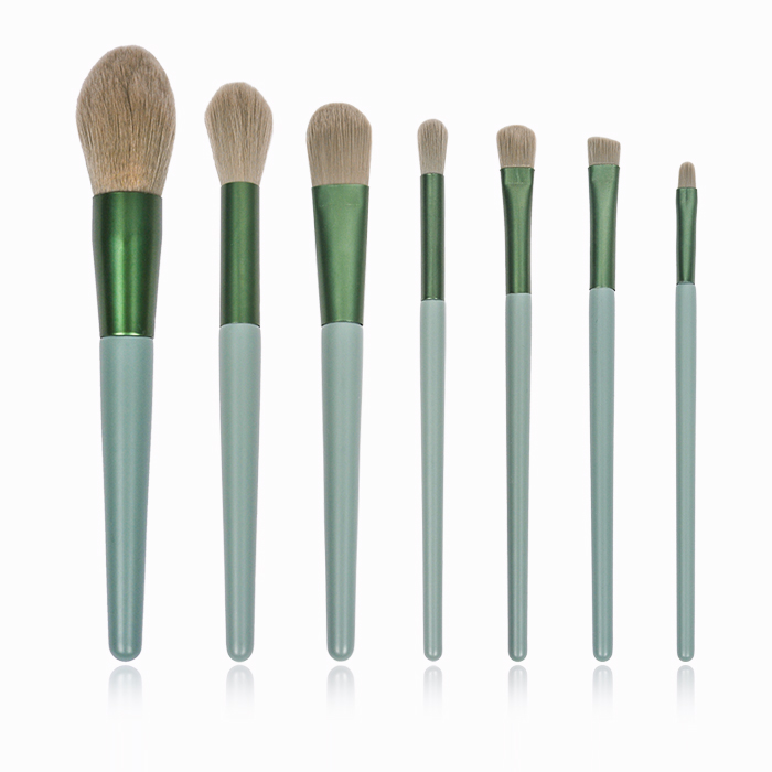Dongshen private label green makeup brush set custom cruelty-free synthetic hair lady facial makeup brush tool