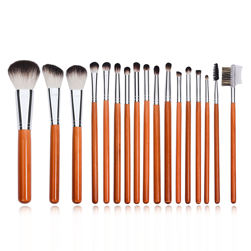 Dongshen makeup brush manufacture wholesale natural soft goat hair orange wooden premium makeup brush set