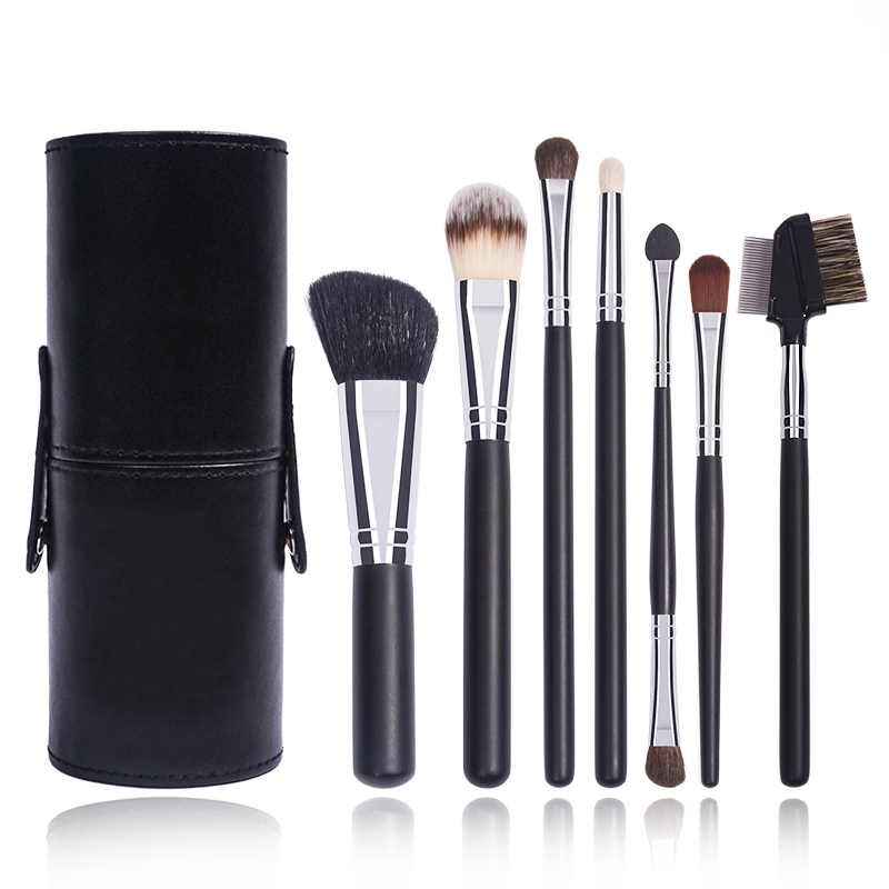 Dongshen brush private label luxury soft non-irritating natural animal hair black wood makeup brush set with holder