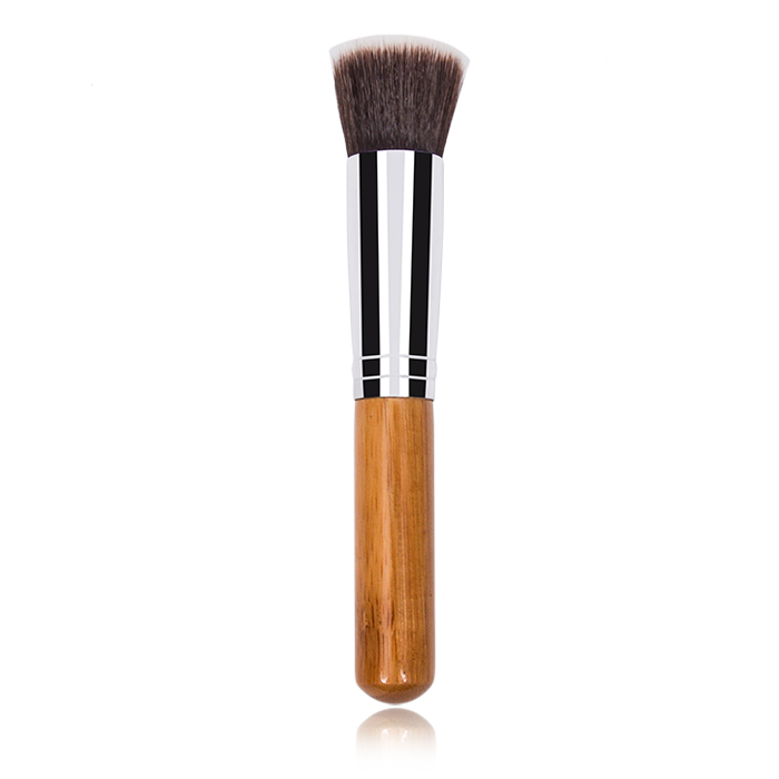 Dongshen makeup brush wholesale custom logo soft flat top vegan natural bamboo handle foundation brush
