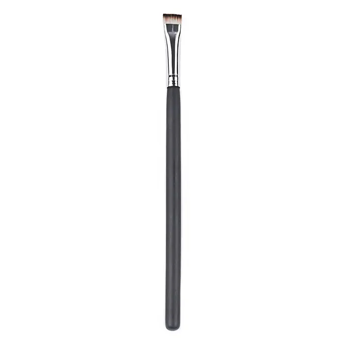 Dongshen manufacture private label thick flat angle vegan synthetic hairy black wooden makeup eyeliner brush