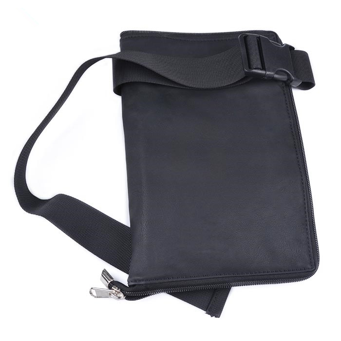 Dongshen wholesale high quality waterproof dustproof professional black pu makeup brush belt bag