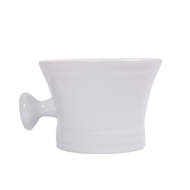 Dongshen manufacture private label shaving bowl custom logo luxury white ceramic shaving soap bowl