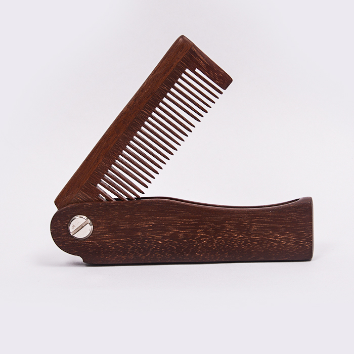 Dongshen wholesale private label wooden portable men beard care folding beard comb