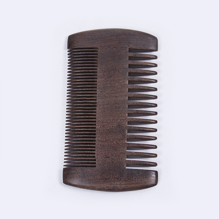 Dongshen beard comb dual action fine and coarse teeth premium black sandalwood men beard grooming comb