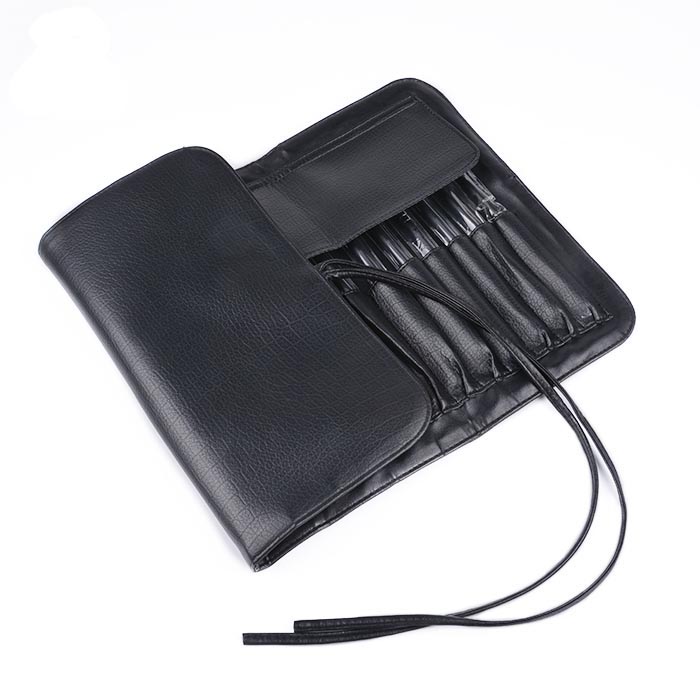 Dongshen wholesale professional makeup brush organizer travel portable black makeup brush bag